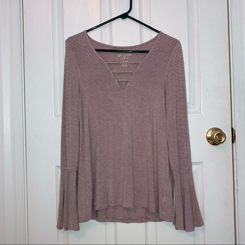 American Eagle Bell Sleeve Striped Soft & Sexy Shirt